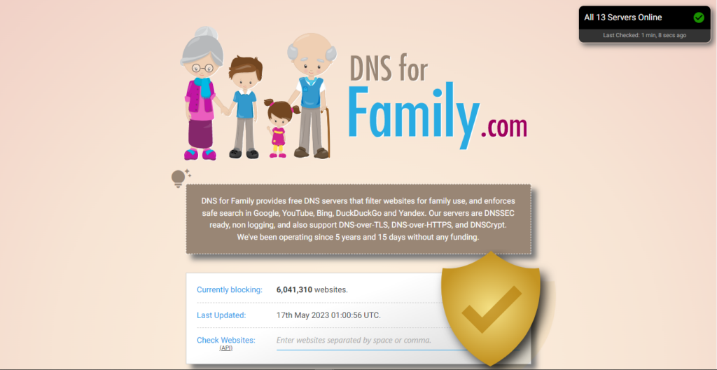 dns for family home page 13 servers online