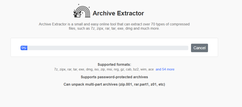 archive extractor upload progress