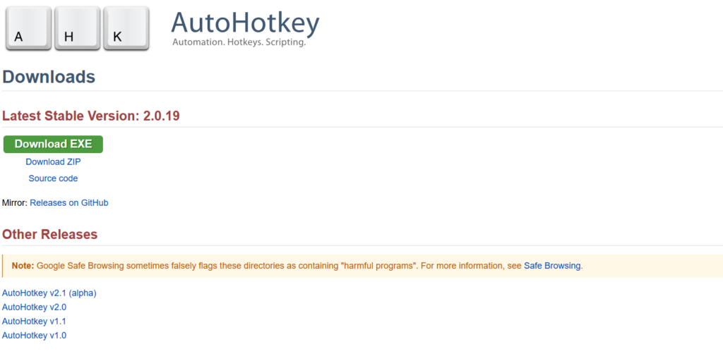 autohotkey versions