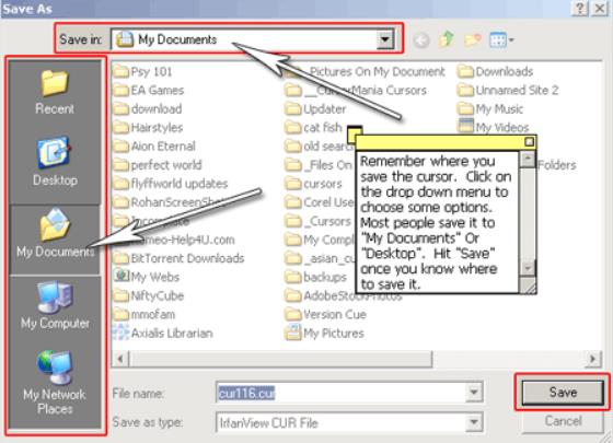 demonstration on how to save cursor from cursors 4 u