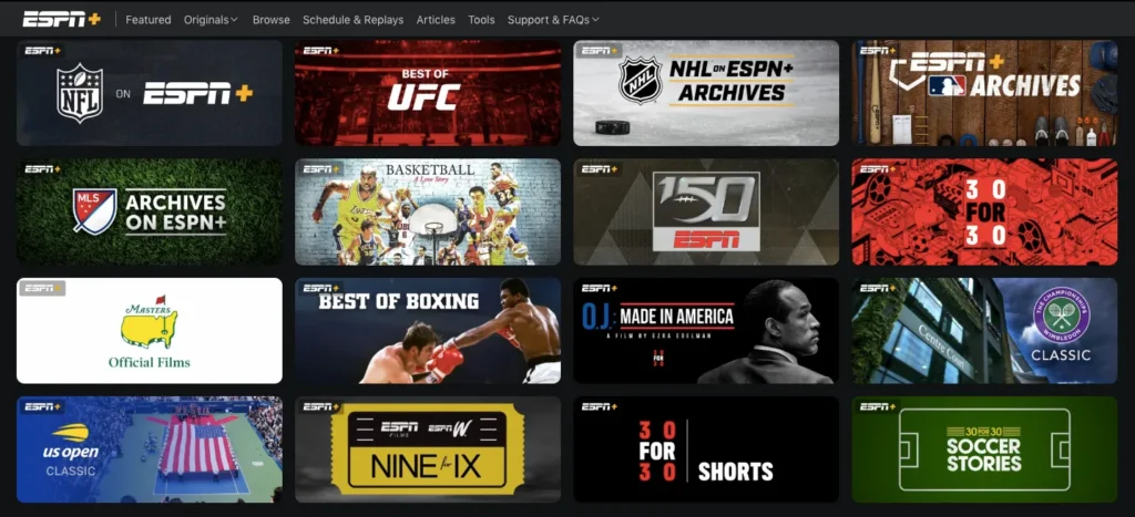 espn+ user interface