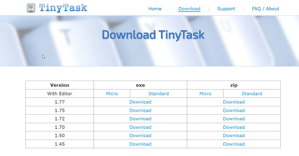 tinytask app versions