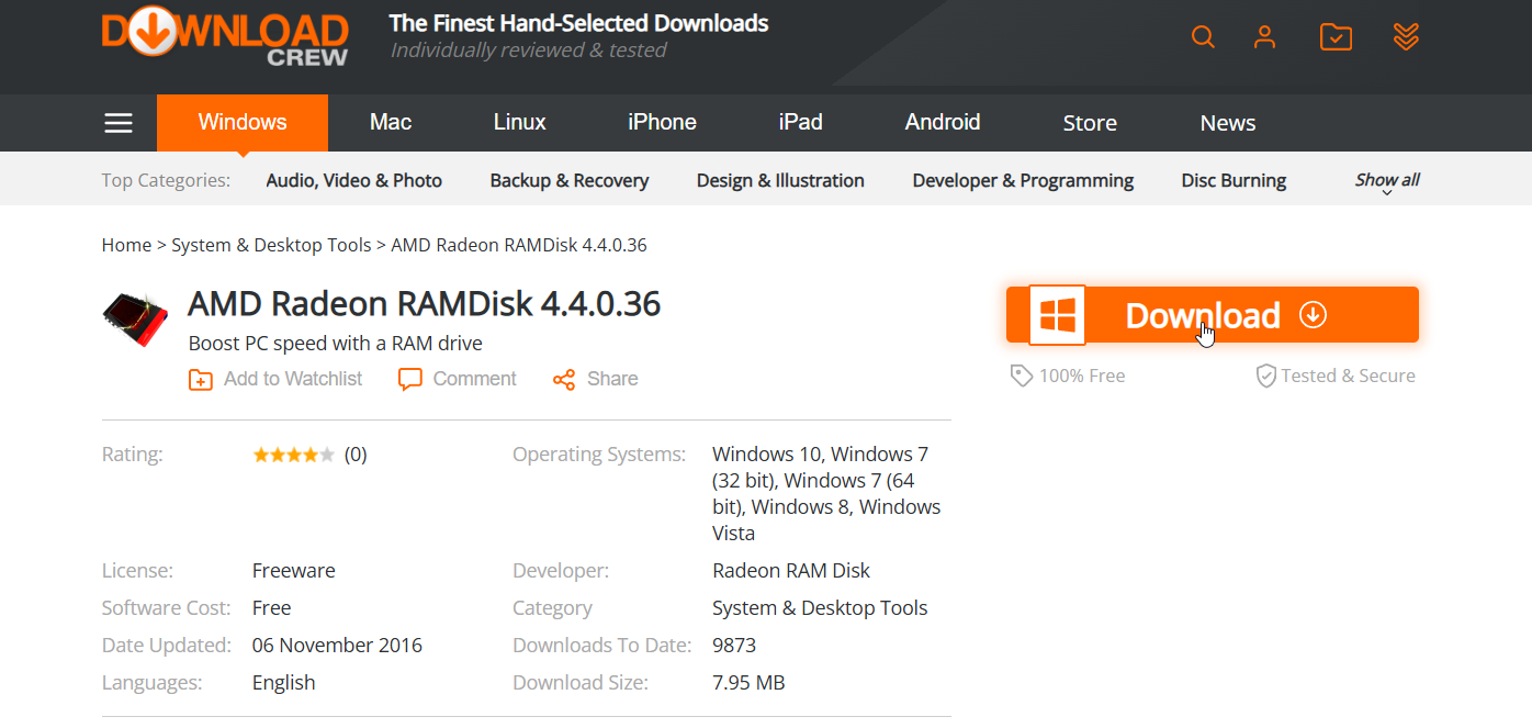 amd radeon ramdisk download page