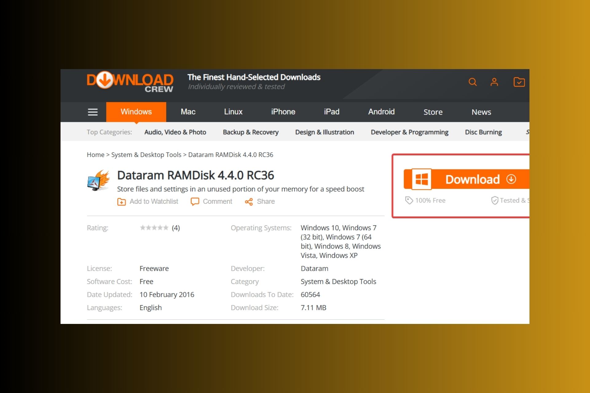 download dataram ramdisk windows