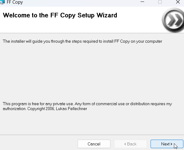 ffcopy installation prompts