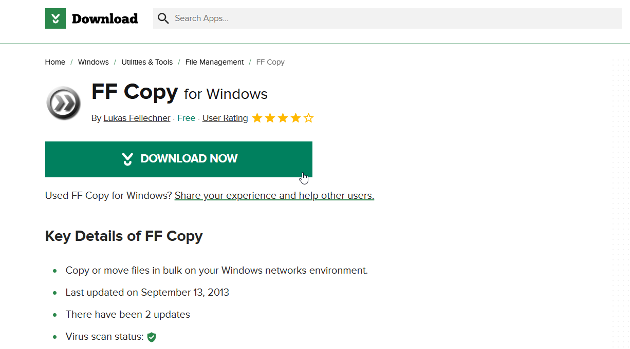 ffcopy for windows download page