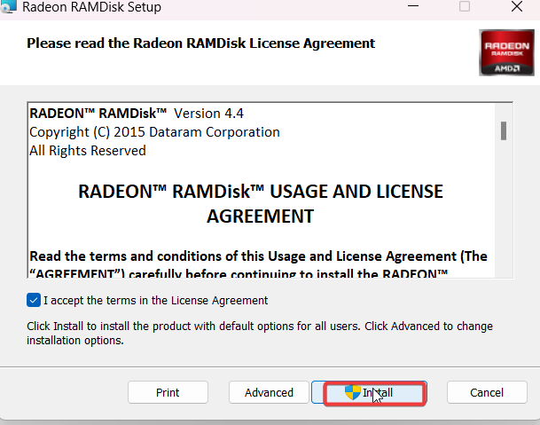 amd radeon ramdisk license agreement