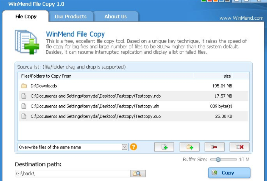 winmend file copy